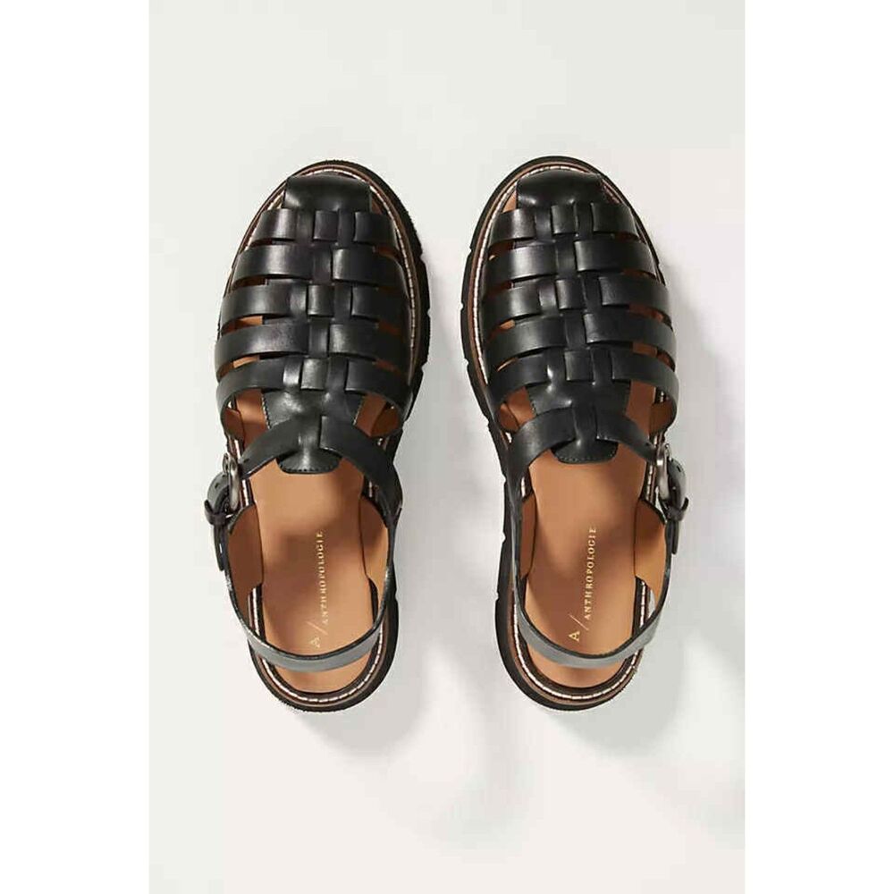 Anthropologie Black Leather Sandals